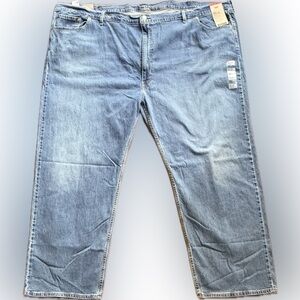 NWT Levi's 505 Regular Fit Straight Leg Jeans 60x32 Light Wash Blue